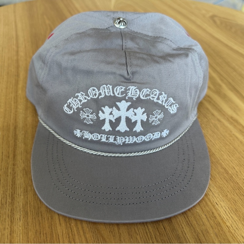 Chrome Hearts Hollywood Trucker Hat Gray Red Mesh Snapback Cap